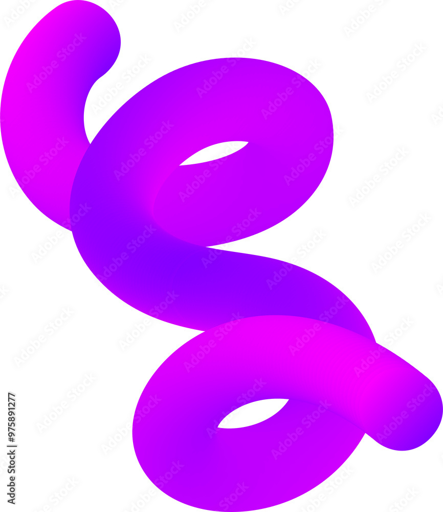 Poster 3d gradient shape. abstract pink colored fluid swirl element. wavy blend spiral object. dynamic orga