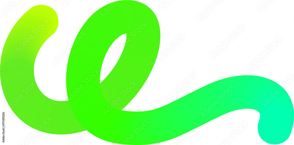 Poster 3d gradient shape. abstract green colored fluid swirl element. wavy blend spiral object. dynamic org