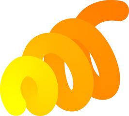 3D gradient shape. Abstract yellow colored fluid swirl element. Wavy blend spiral object. Dynamic organic neon stroke. Bright gradation stripe