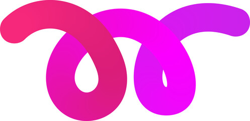 3D gradient shape. Abstract pink colored fluid swirl element. Wavy blend spiral object. Dynamic organic neon stroke. Bright gradation stripe