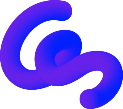 3D gradient shape. Abstract blue colored fluid swirl element. Wavy blend spiral object. Dynamic organic neon stroke. Bright gradation stripe