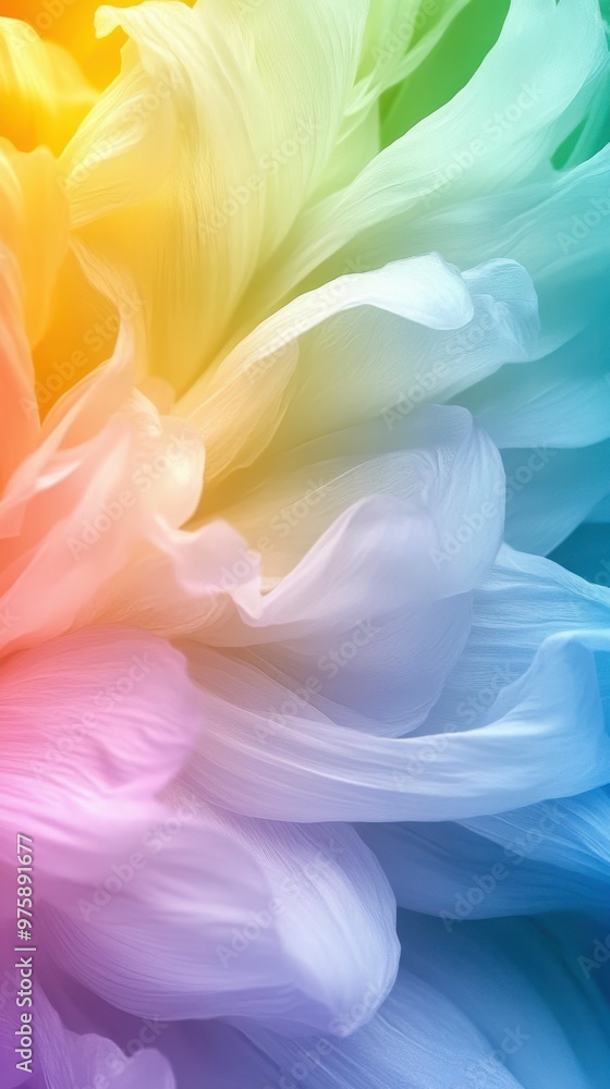 Poster boho flower design with ghostly rainbow colors blending harmoniously in soft petals