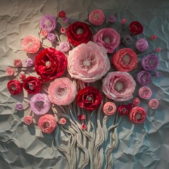 Flowers design on crumpled paper