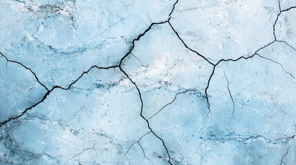 close-up of a cracked concrete surface with streaks of black, blue, and white running across it. The cracked background should contrast with the sharp lines of the banner, emphasiz