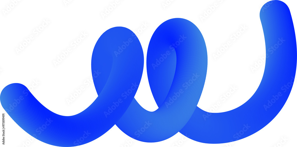 Poster 3d gradient shape. abstract blue colored fluid swirl element. wavy blend spiral object. dynamic orga