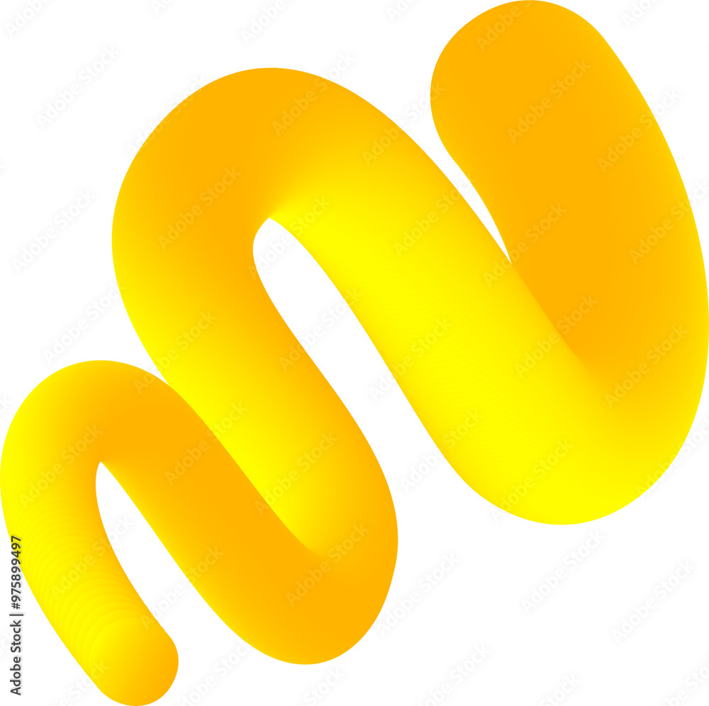 Poster 3d gradient shape. abstract yellow colored fluid swirl element. wavy blend spiral object. dynamic or