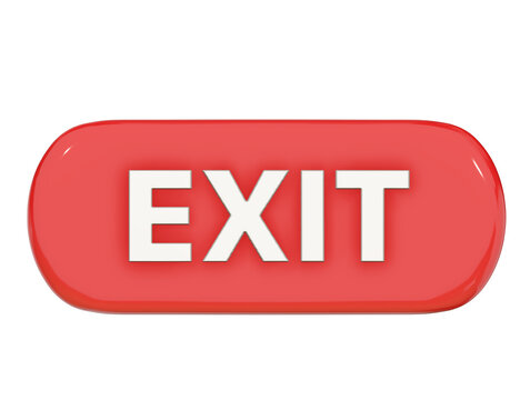 Exit sign button 3d on png transparent background.