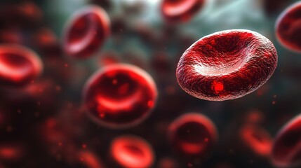Fototapeta premium Red blood cells flowing through vein, science background