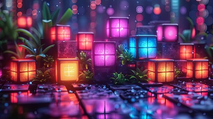3d rendering NFT or non fungible token. Concept blockchain technology illustration