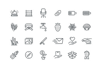 Abacus calculator math, Armchair chair office business, vector illustration, set of icons for design