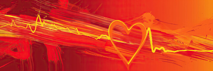A vibrant red and orange abstract design that mimics the rhythm of a healthy heartbeat, emphasizing the importance of cardiovascular health.