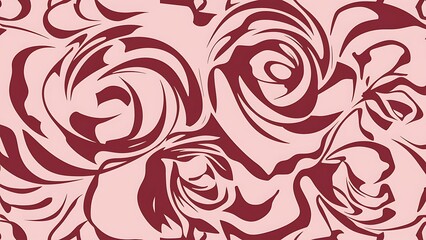 Seamless floral pattern with abstract stylized pink roses silhouette, monochrome pattern.