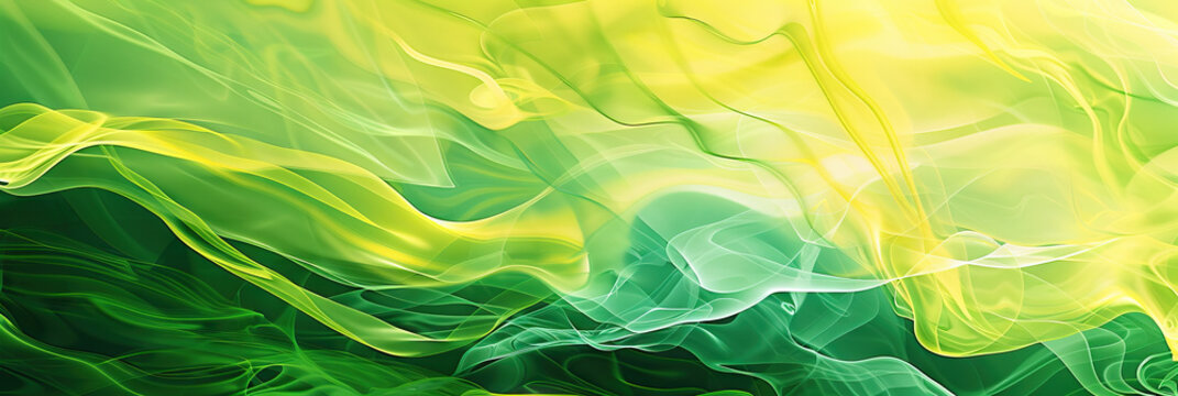 A dynamic abstract composition in shades of green and yellow, showcasing a flowing pattern that symbolizes the importance of regular exercise for overall wellbeing.