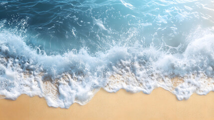Fototapeta premium Top view waves on the sand beach summer holiday. Summer vacation concept