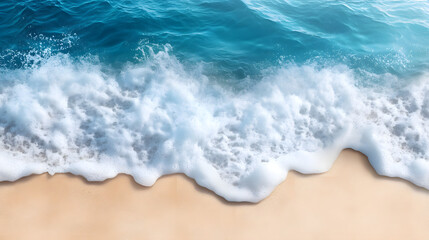 Obraz premium Top view waves on the sand beach summer holiday. Summer vacation concept
