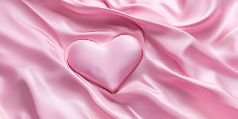 Obraz premium Dark Pink Heart Shape on Smooth Pink Fabric