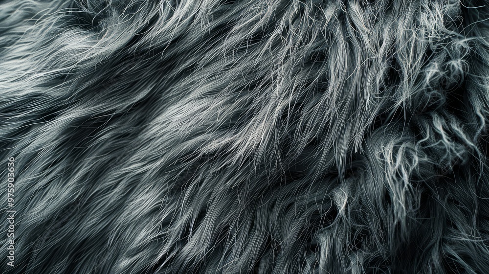 Poster soft gray fur with a flowing texture highlighted by natural light creating an inviting atmosphere in