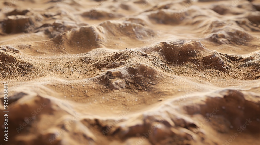 Poster detailed view of textured sandy surface with gentle undulations under diffused light in a natural se
