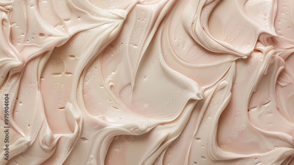 Poster swirls of creamy texture artfully displayed on a smooth surface in soft beige tones during natural l