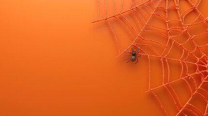 Spooky Halloween Background with Spider Web in the Corner