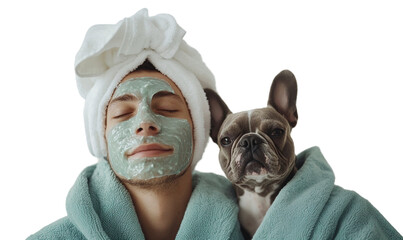 Relaxing spa with your pet, transparent background,  Generative AI