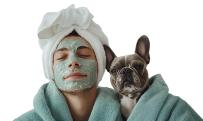 Relaxing spa with your pet, transparent background,  Generative AI