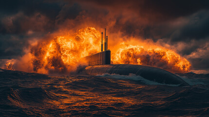 爆発する潜水艦