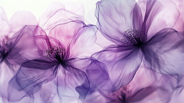 Serene Flowing Calming Purple Flowers Illustration