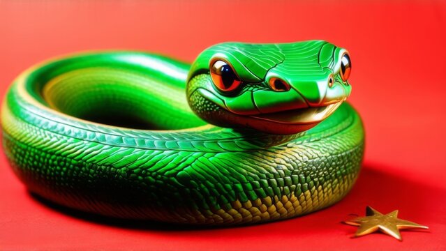 close up of a green snake