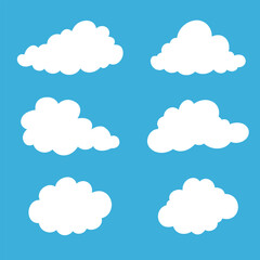 Trendy Flat Clouds Illustration Set