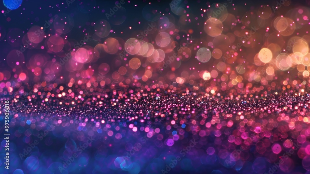 Poster colorful bokeh lights shimmering in a blurred background during an evening event with a festive atmo