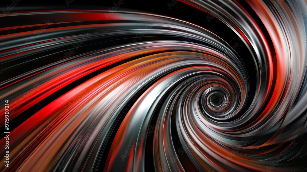 Poster colorful spiral pattern swirling with vibrant reds and blacks, creating an abstract design that draw