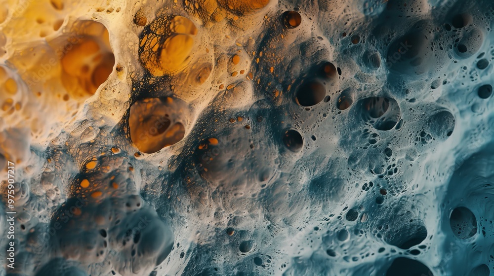 Poster close-up view of a textured surface showcasing vibrant hues and intricate patterns created by natura