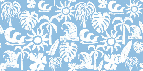 Tropical leaves pattern textile designs. Seamless Tropical Pattern. seamless pattern with silhouettes tropical palm trees. Forest, jungle. Abstract nature hand drawn © sumonsharif