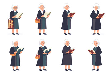 Obraz premium An old woman wearing a gown while reading a book