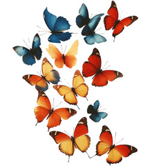 Obraz premium Group of colorful butterflies on transparent background