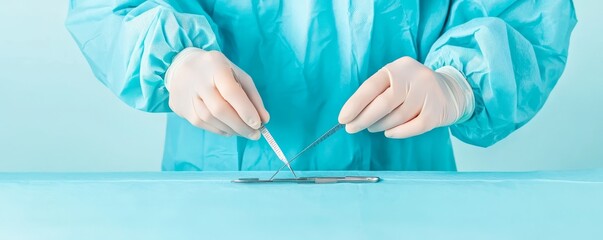 Detailed image of a tonsillectomy, surgeon s hands holding scalpel and forceps, Medicine, Tonsils Surgeon