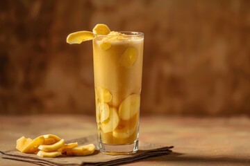 Refreshing Tropical Fruit Juice with Peach and Ice for Summer Vibes






