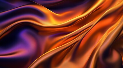 Obraz premium A close-up of an elegant, flowing fabric in shades of copper and purple against a dark background.