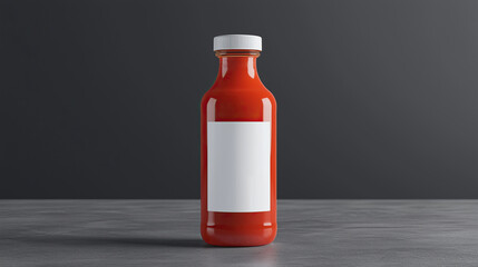 ketchup bottle container with blank white label mockup isolated on grey background for product advertising