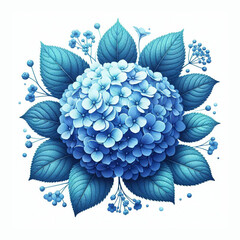 Blue hydrangea flower vector art illustration