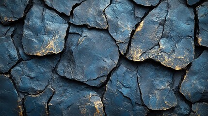 A close-up photo of a dark blue stone wall with golden accents, showcasing a textured surface.