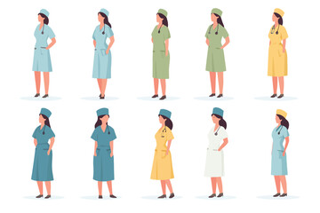 Obraz premium Set of woman nurses