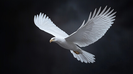 Fototapeta premium An embossed white eagle design against a dark backdrop, with overhead lighting casting subtle shadows to emphasize the depth and craftsmanship. photo