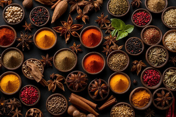 Variety of spices on the table 