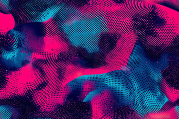 Glitch distorted grungy abstract forms . Cyber punk seamless pattern texture. Halftone dots. Futuristic background.