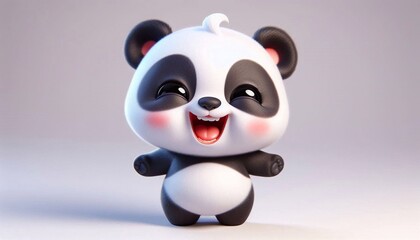 Naklejka premium 3D lachendes Pandabär Baby