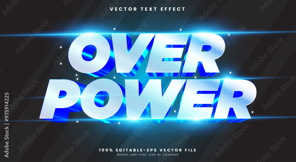 Poster over power editable text effect template with lighting style theme