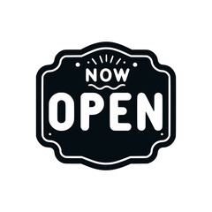 now open label notification board sign vector illustration template design