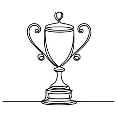 one line drawing trophy champion vector illustration template design